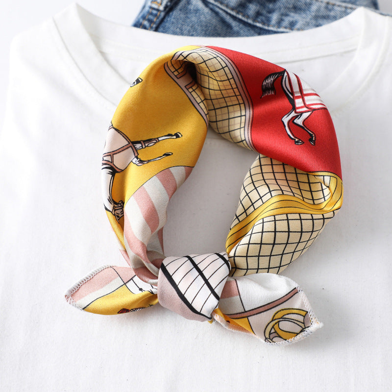 Small Square Scarf Women's Silk Scarf Decorative Scarf