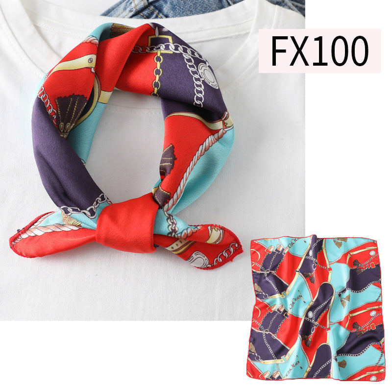 Small Square Scarf Women's Silk Scarf Decorative Scarf